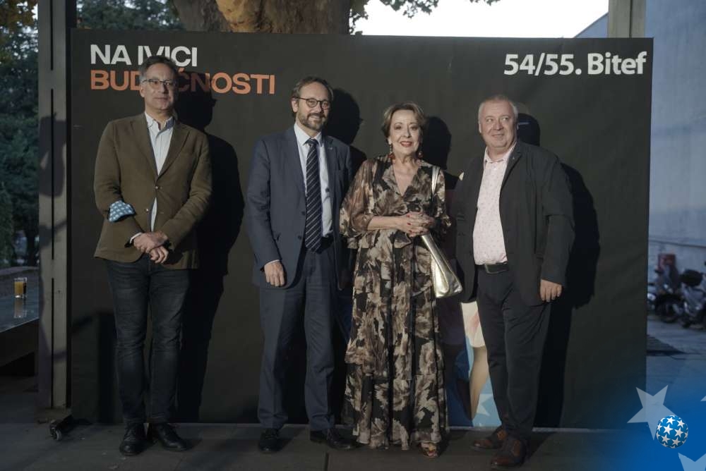 Svečano otvaranje 54. i 55. Bitefa, sa leva na desno: Ivan Medenica, Nj.E. Emanuele Žiofre, ambasador i šef Delegacije EU u Srbiji, Svetlana Bojković, Miloš Latinović / Foto: JK media